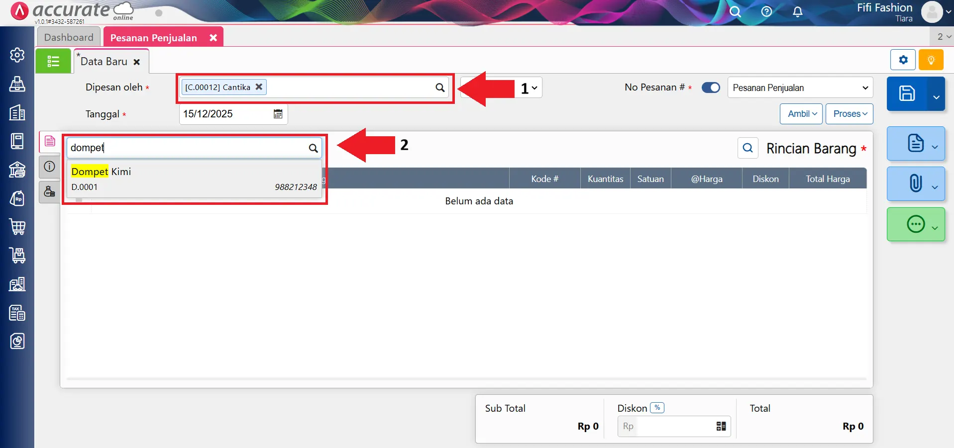 Mencatat uang muka penjualan berupa barang